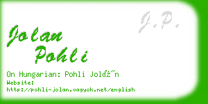 jolan pohli business card